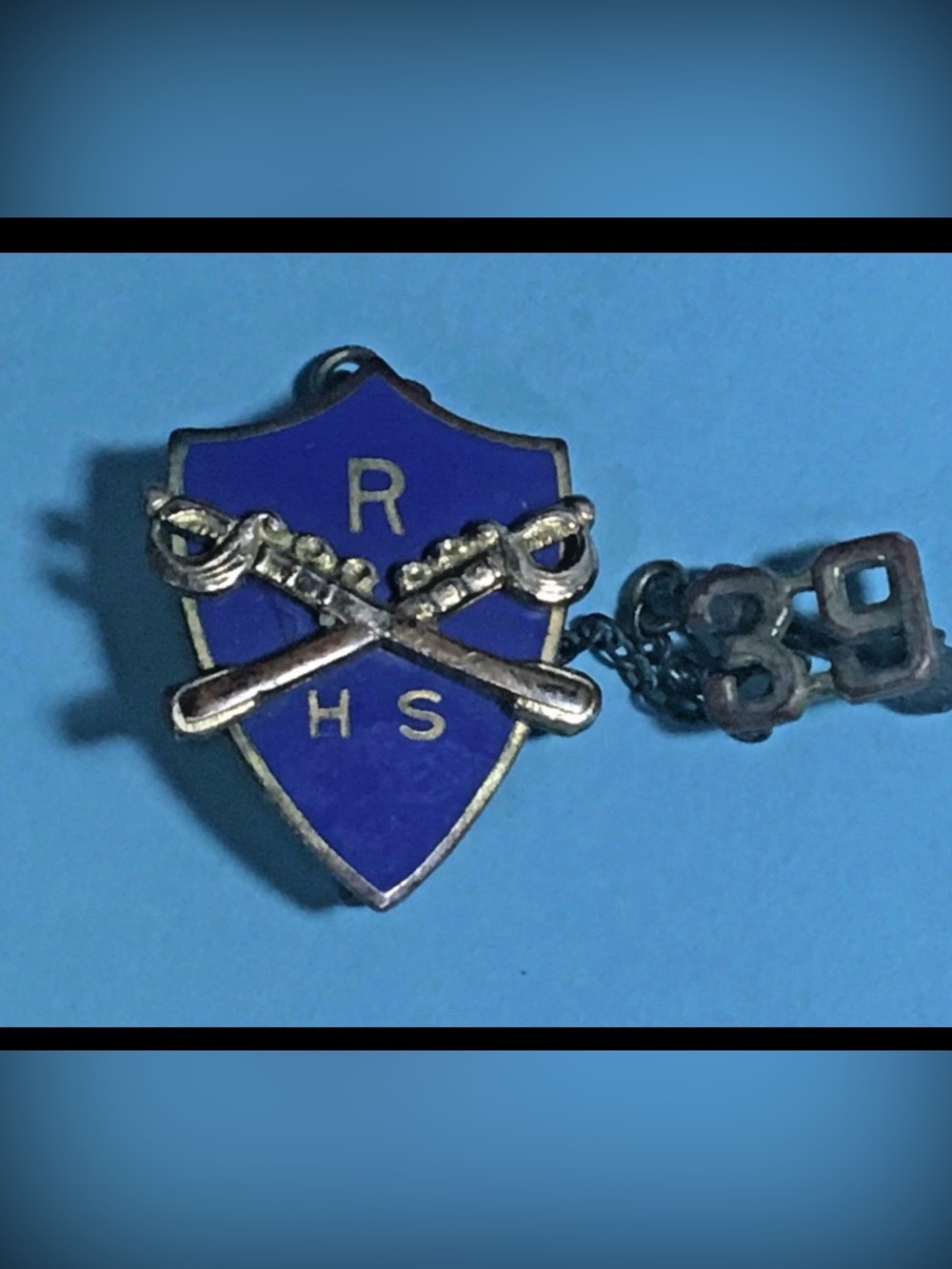 Vintage 1939 ‘R’ High School Pin ,2 piece pin marked GF- Riordan Crusaders?